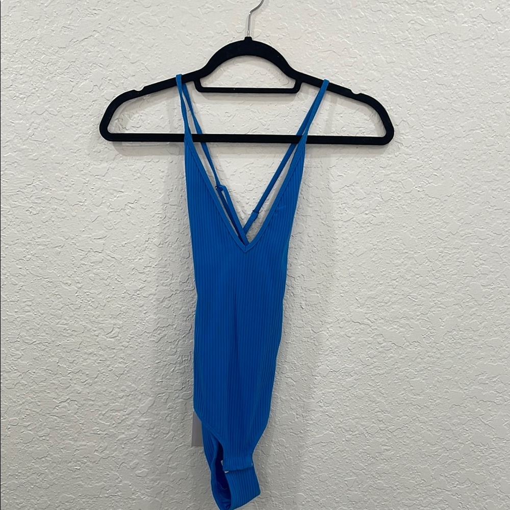 24k Blue Ribbed Bodysuit NWT